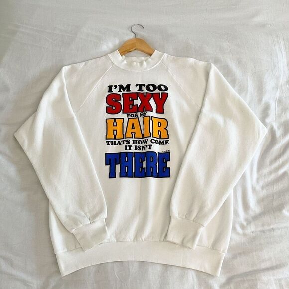 Vintage 90’s funny bald balding crewneck sweatshirt XL - Picture 1 of 8